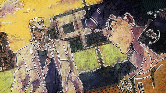 Jotaro Kujo and Josuke Higashikata from JoJo's Bizarre Adventure