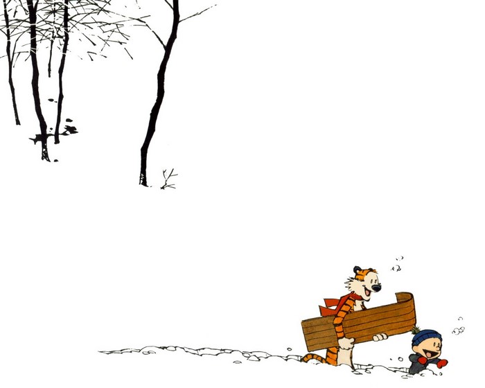 Calvin and Hobbes in the snow