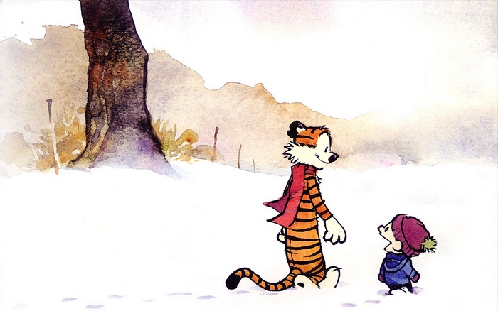 Calvin and Hobbes in the snow