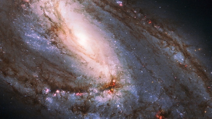 Close-up view of a spiral galaxy's core and arms