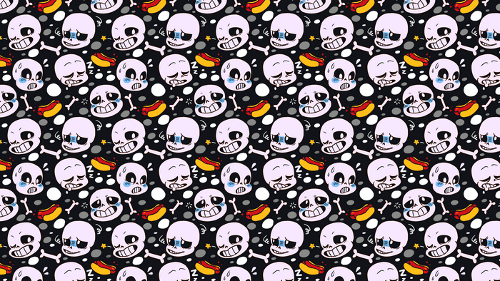 Sans from Undertale with hot dogs and bones pattern