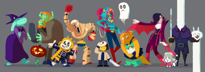 Undertale characters in Halloween costumes