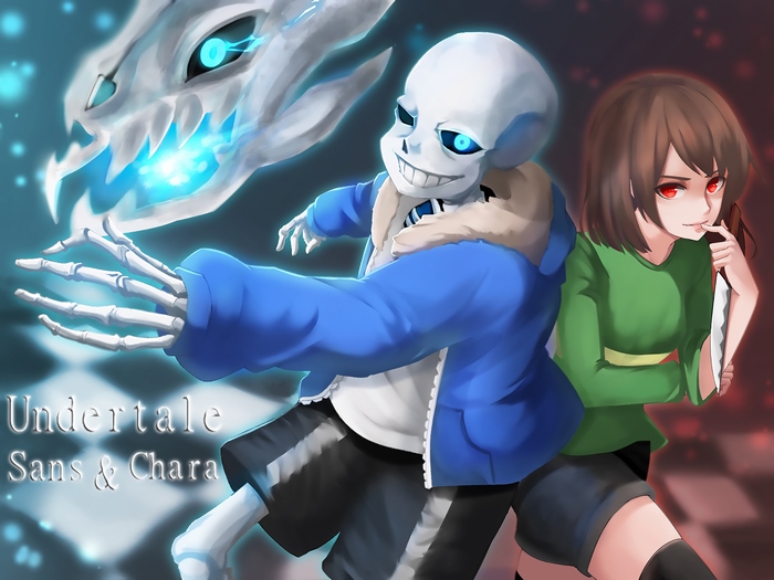 Undertale Characters Sans and Chara in Action