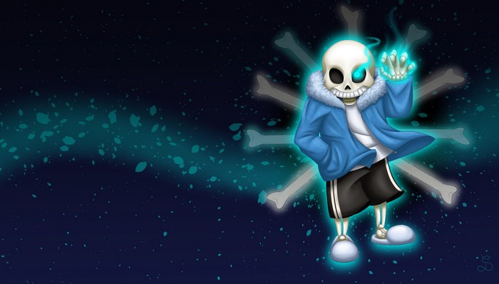 Sans from Undertale with glowing bones