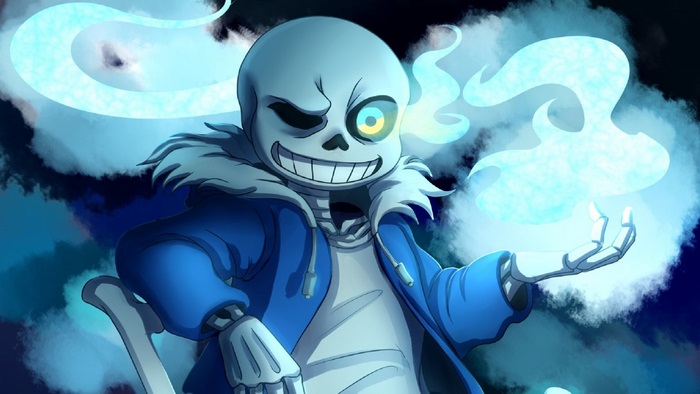 Sans from Undertale with Blue Flames