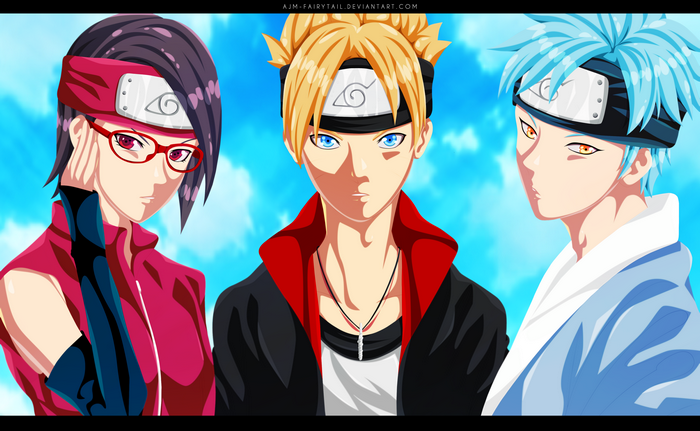 Naruto Characters Sarada, Boruto, and Mitsuki Portrait