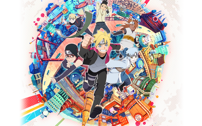 Boruto and friends in a colorful city