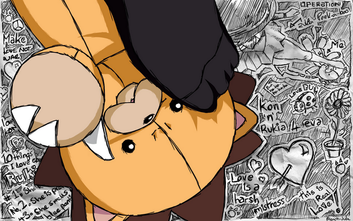 Kon from Bleach with Rukia graffiti