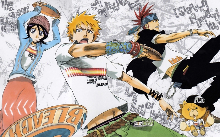 Rukia, Ichigo, and Renji from Bleach