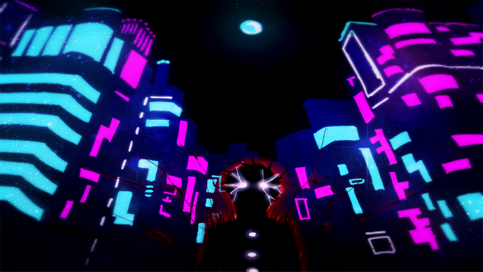 Shigeo Kageyama in a neon city