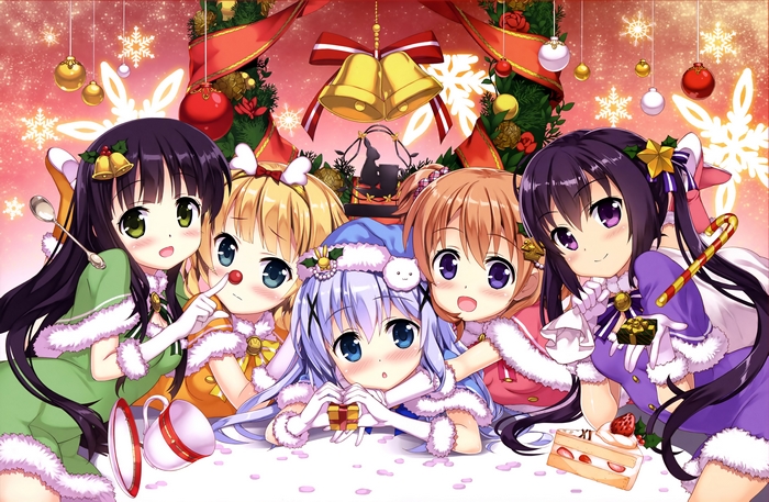 Chino Kafū and friends in Christmas outfits