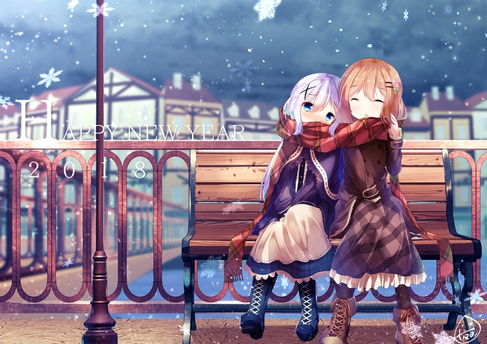 Happy New Year 2018 Anime Girls