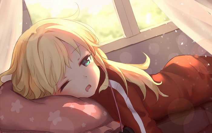 Girl sleeping on a pillow