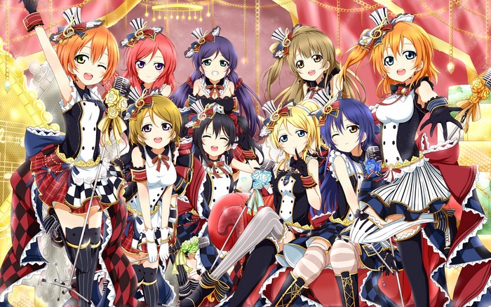 Love Live! School Idol Festival characters in stage outfits