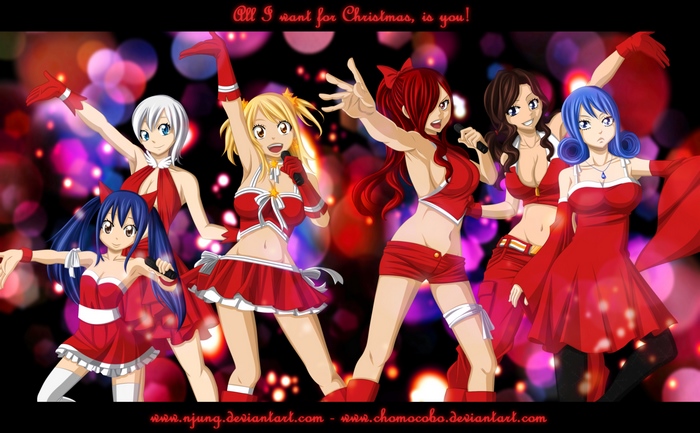 Fairy Tail characters in Christmas outfits