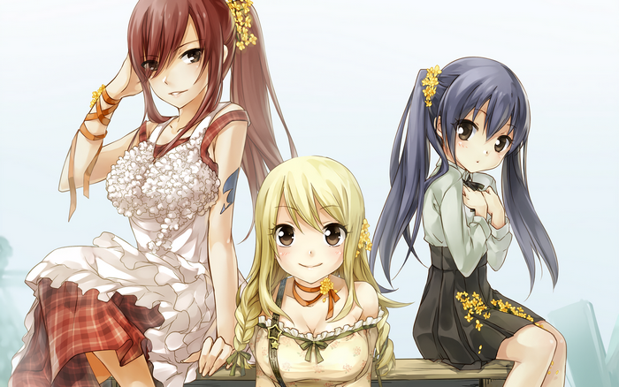Erza Scarlet, Lucy Heartfilia, and Wendy Marvell from Fairy Tail
