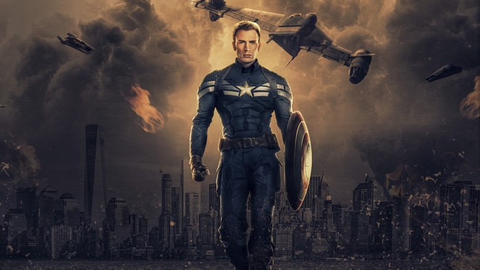 Captain America from Marvel Cinematic Universe in battle