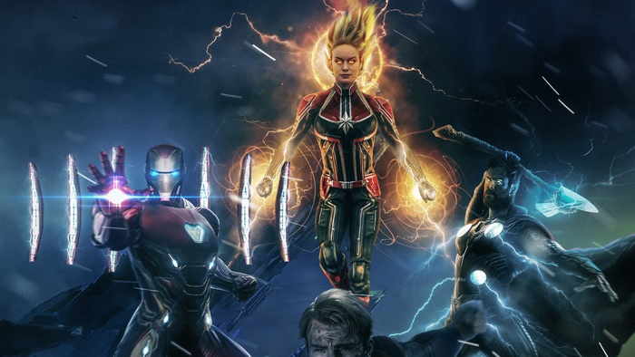 Captain Marvel, Iron Man, and Thor from Avengers