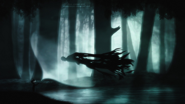 Figure from Harry Potter in a dark forest