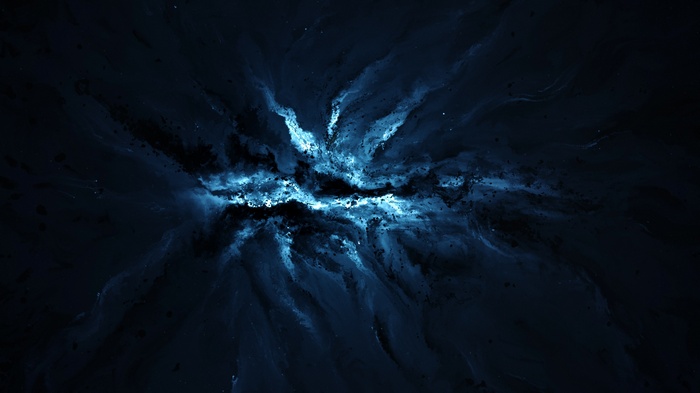 Abstract blue and black nebula