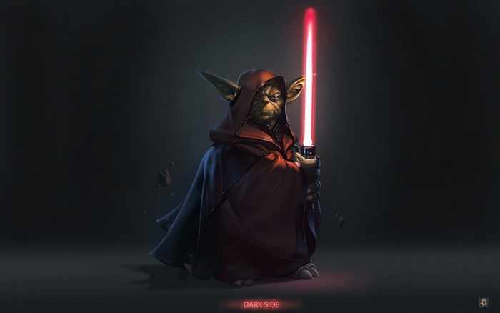 Dark Side Yoda with Red Lightsaber