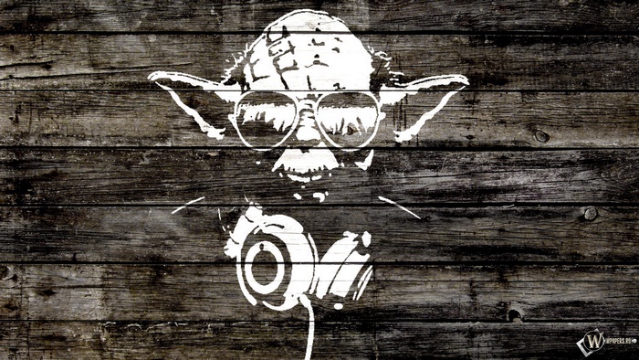 Yoda with headphones and sunglasses stencil