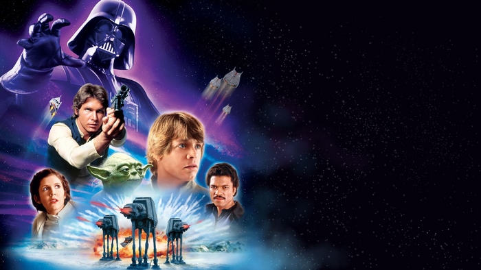 Star Wars characters with Darth Vader and AT-ATs