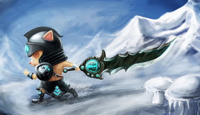 Teemo from League of Legends in a snowy landscape
