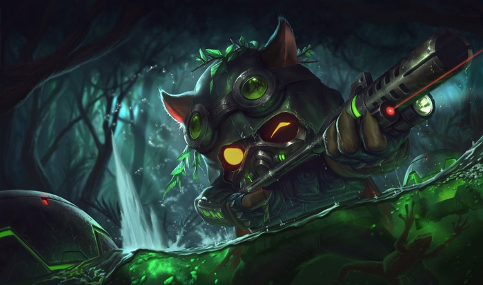 Teemo from League of Legends in a swamp