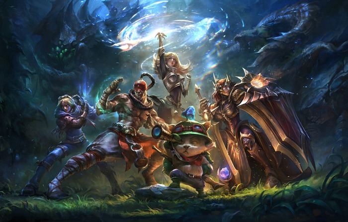 League of Legends characters in a forest