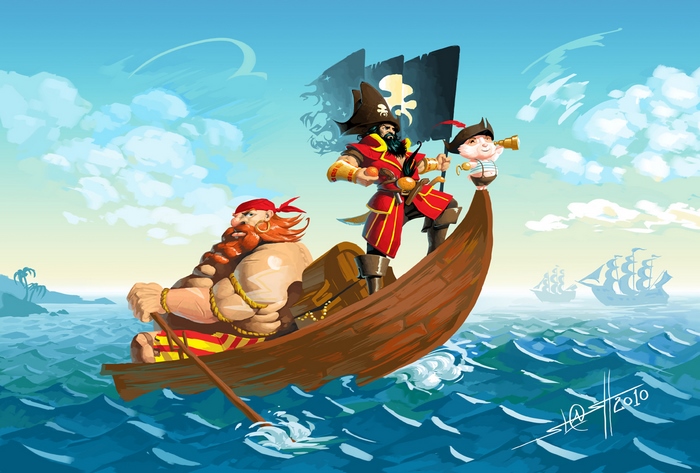 Pirates on a boat with Teemo from League of Legends