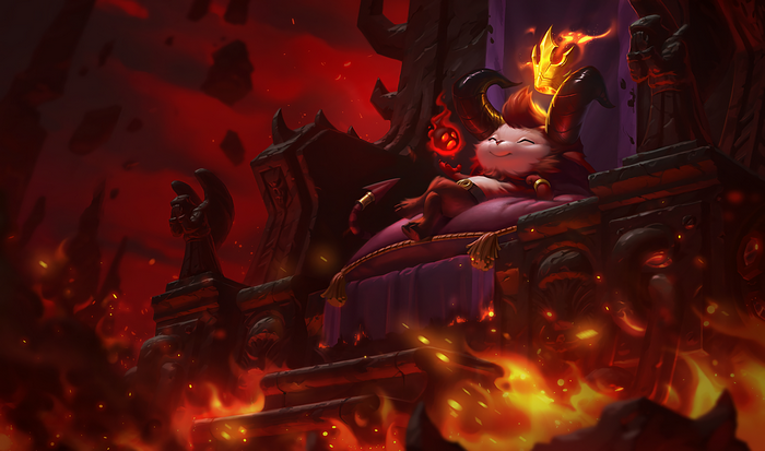 Satan Teemo from League of Legends on a throne