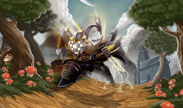 Master Yi from League of Legends in a forest