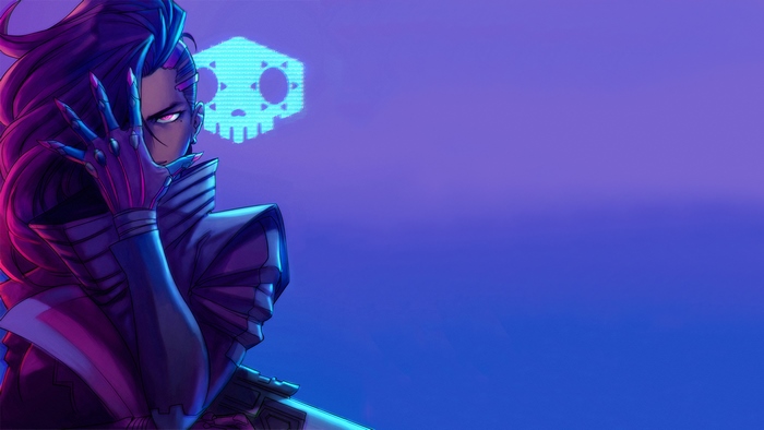 Sombra from Overwatch with skull logo