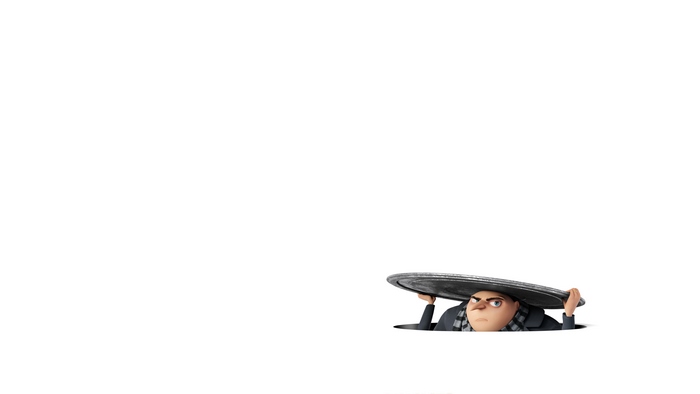 Gru from Despicable Me peeking from a manhole