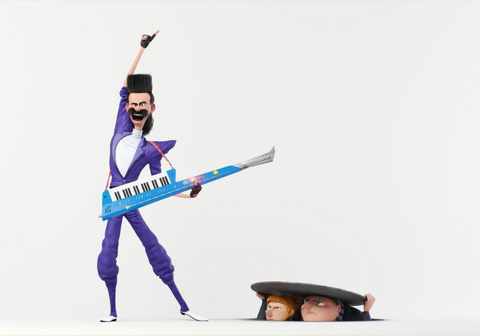 Balthazar Bratt from Despicable Me 3 playing a keytar