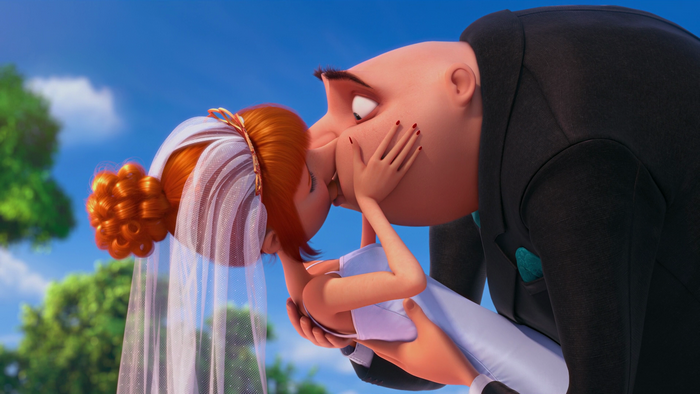 Gru and Lucy from Despicable Me kissing