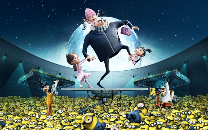 Gru and Girls from Despicable Me with Minions