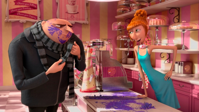 Gru and Lucy Wilde in a bakery