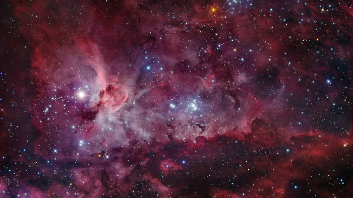 Carina Nebula with stars and gas clouds