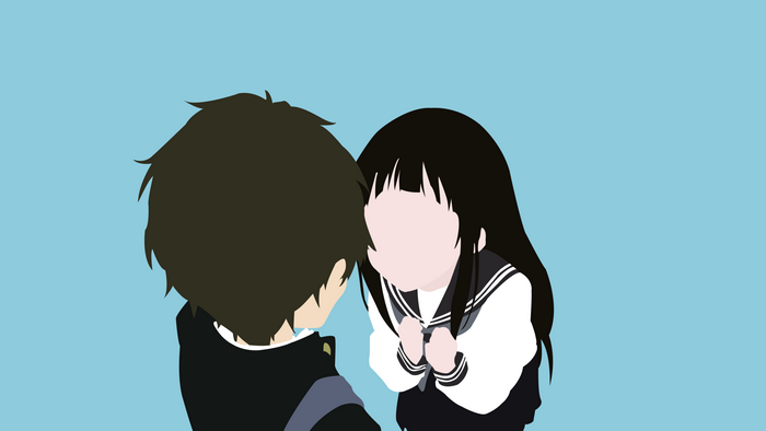 Hōtarō Oreki and Chitanda Eru from Hyouka