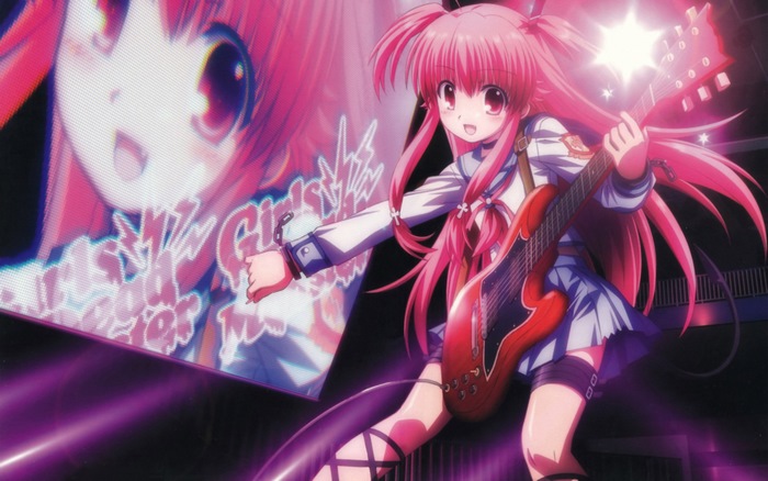 Yui from Angel Beats! playing guitar