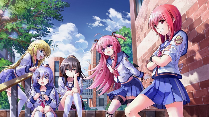 Yui and friends from Angel Beats! in school uniforms