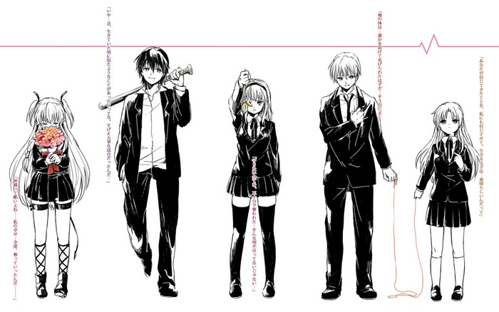Characters from Angel Beats! with weapons