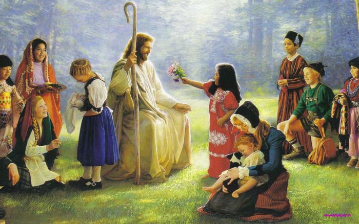 Jesus with children of different ethnicities