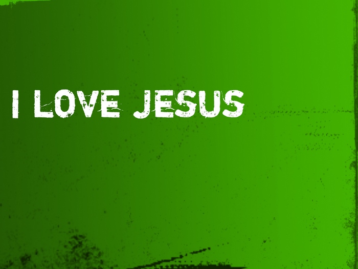 I Love Jesus Text on Green Grunge