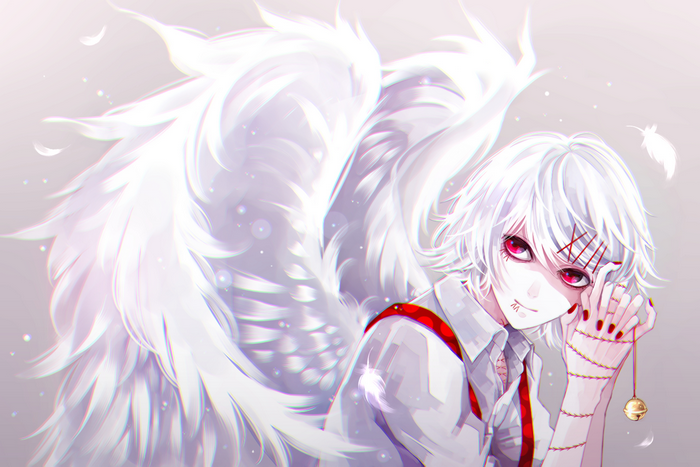 Juuzou Suzuya from Tokyo Ghoul with white wings