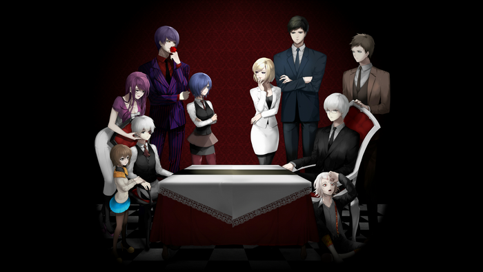 Tokyo Ghoul characters gathered around a table