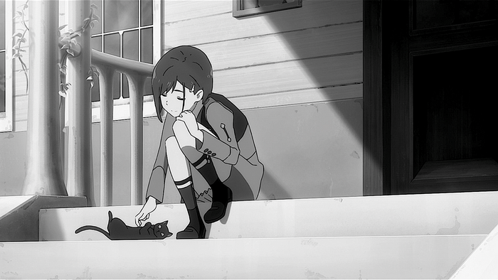 Ichigo from Darling in the FranXX with a cat