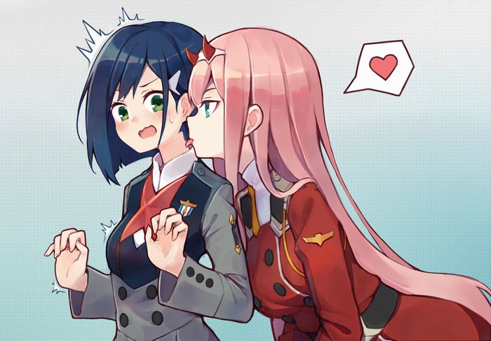 Zero Two and Ichigo from Darling in the FranXX